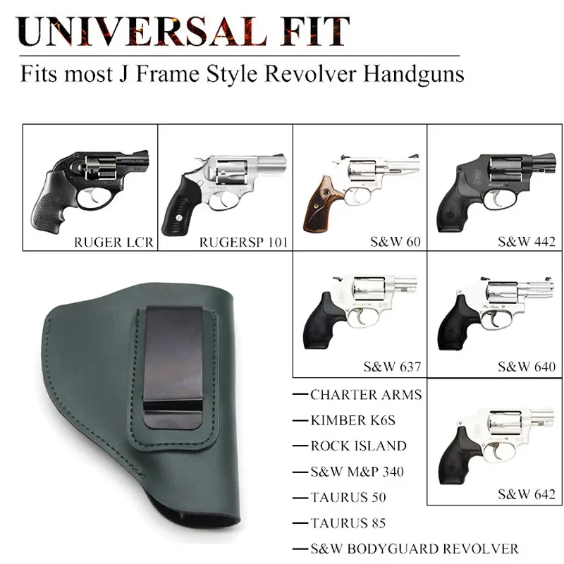 Tactical Leather J Frame Revolver Split Gun Holster Universal IWB Pistol Case Concealed Carry Belt Pistol Gun Holster