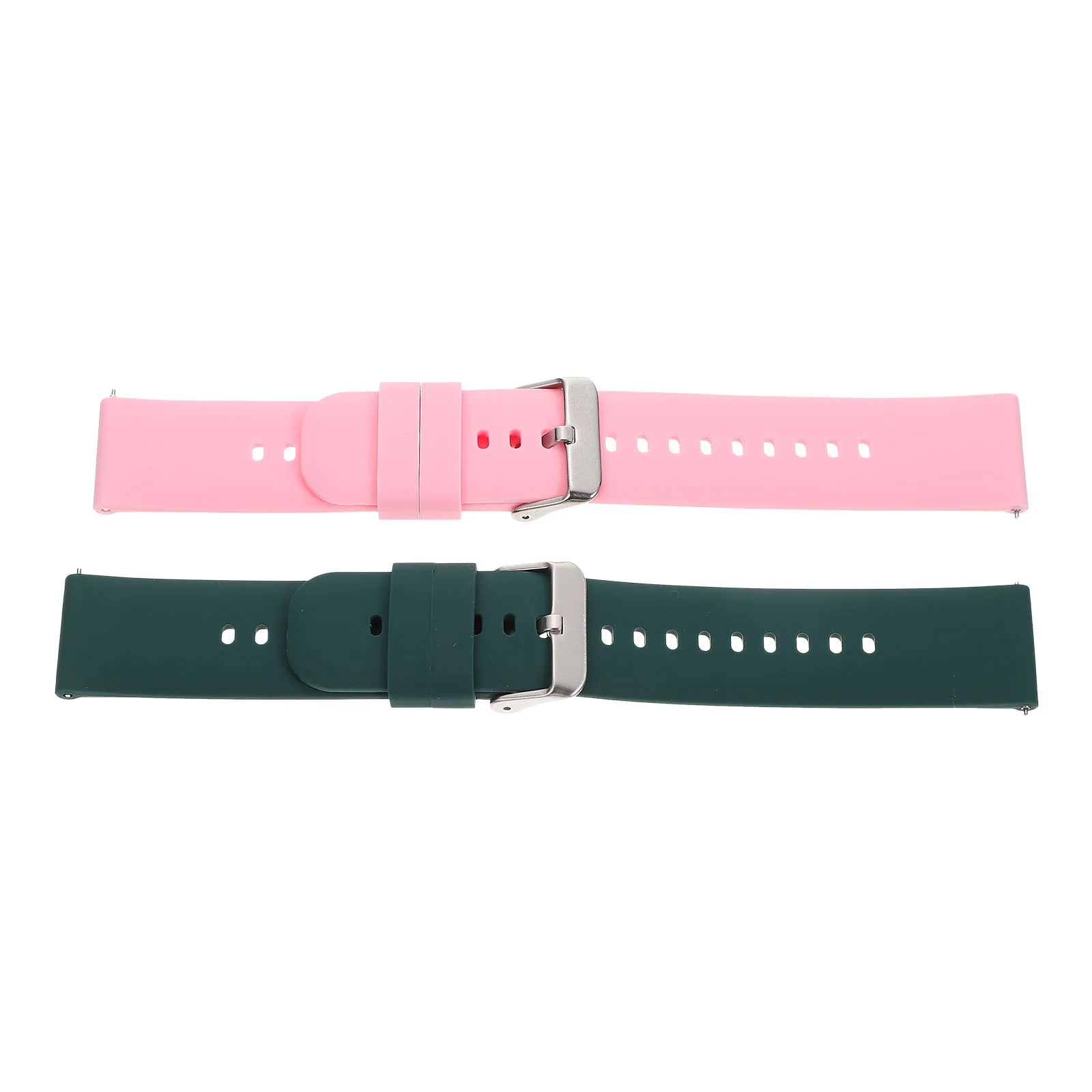 

2Pcs Silicone Watch Strap Smooth Texture Comfort Fit for Smartwatch Modern Style with Aluminum Buckle Replacement Band Unisex