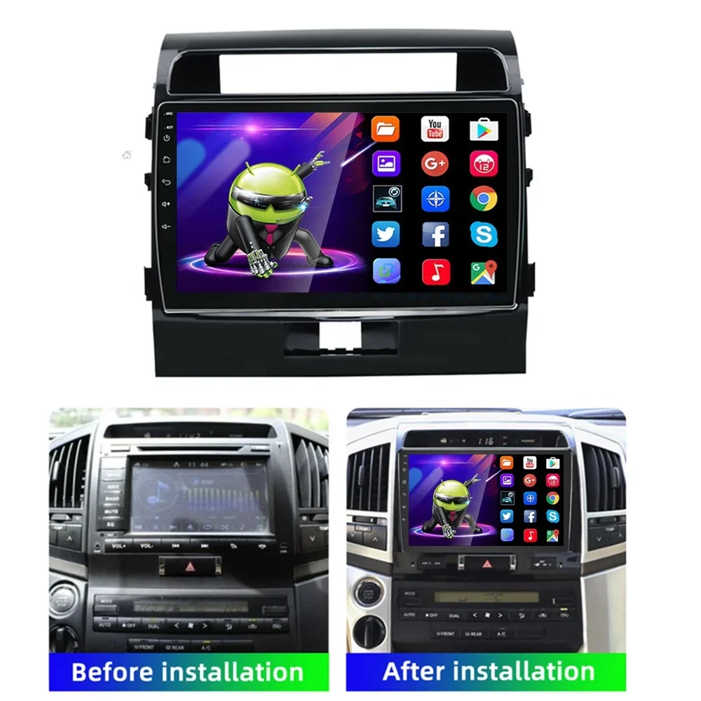 10.1 inch android 1+16GB navigation WiFi car radio DVD player  frame For Toyota Land Cruiser 2007-15