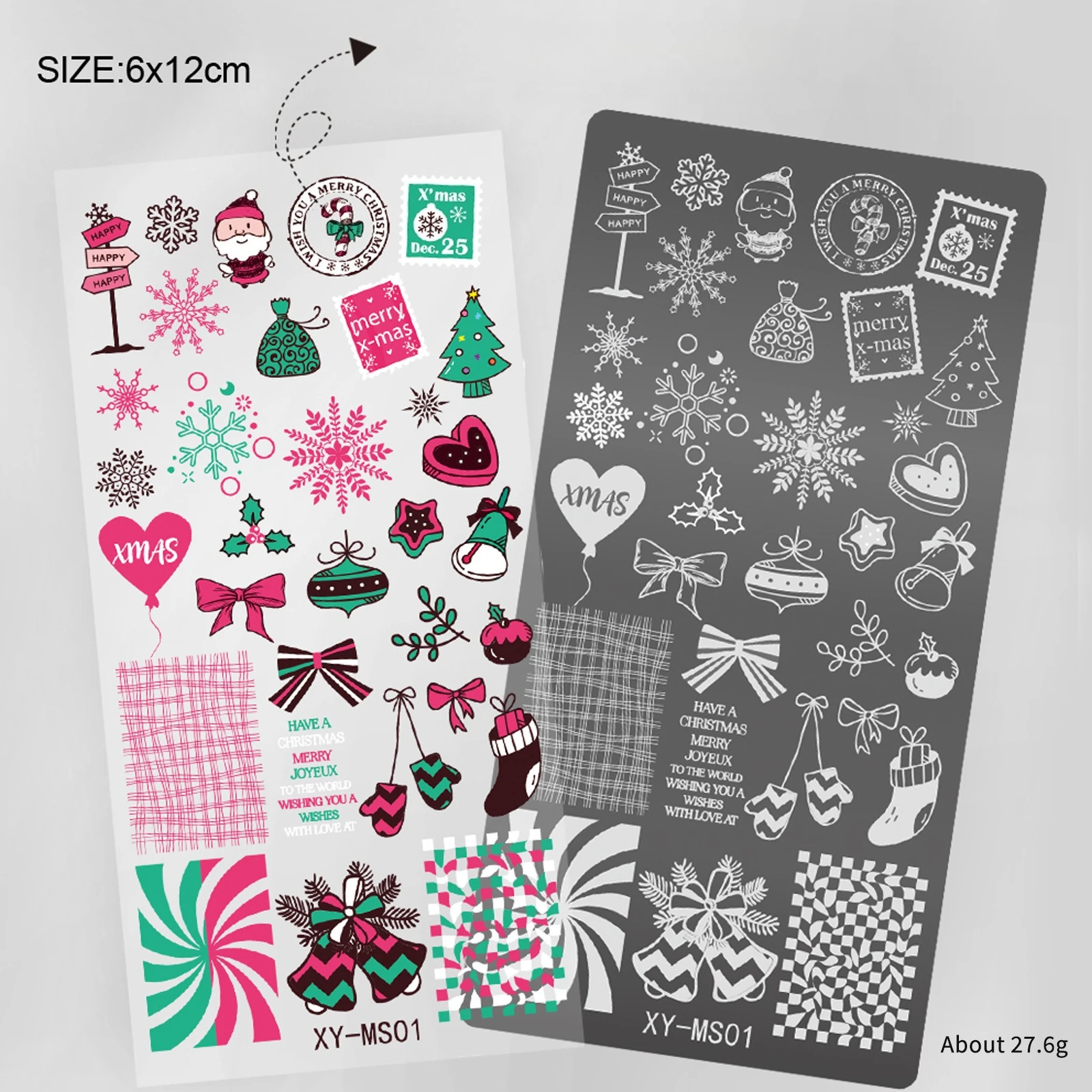 1pcs Christmas Nails Nail Stamping Plates Santa Claus Christmas Tree Snowflake Image Stamp Templates Printing Stencil Tools 2026