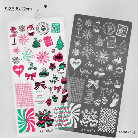 1pcs Christmas Nails Nail Stamping Plates Santa Claus Christmas Tree Snowflake Image Stamp Templates Printing Stencil Tools 2026