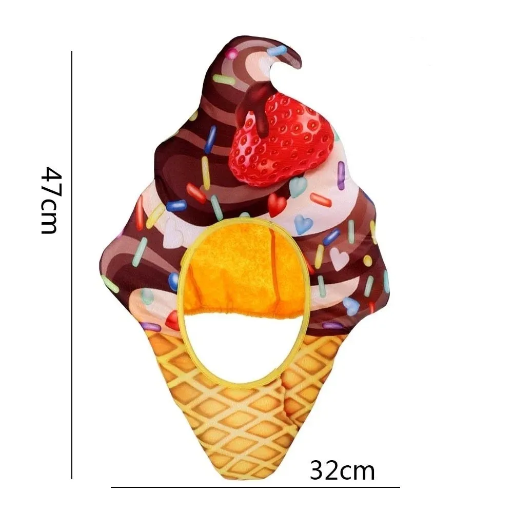 Creative Shaped Christmas Funny Hat Dress Up Printed Xmas Costume Headcover Gift Box Pizza Chips Christmas Decoration