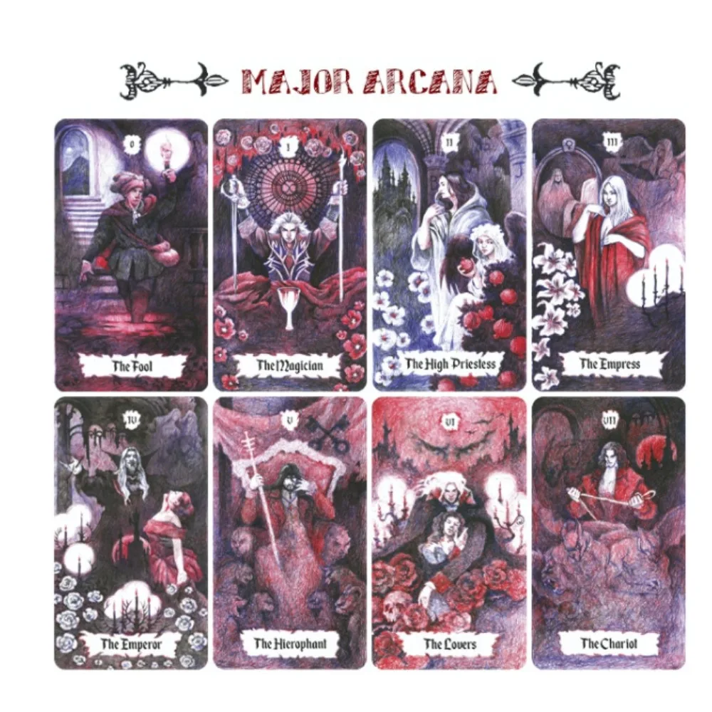 

10.3*6cm Bloody Tears Tarot, A 78-card Gothic Dark Tarot Deck Drawn with Ballpoint Pens Created By Young Artist From Ukraine