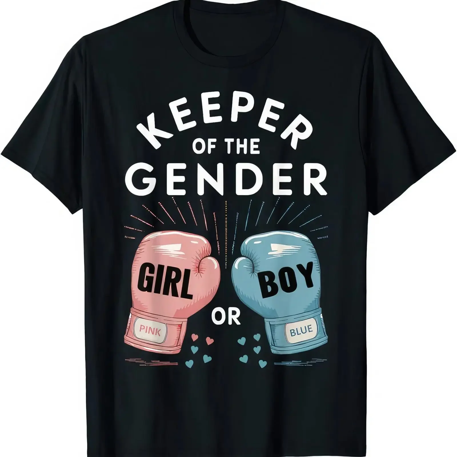 Gender Reveal Party Keeper Of Boxing Funny Baby Shower T Shirt vintage Washed Stretched streetwear homme designer clothes
