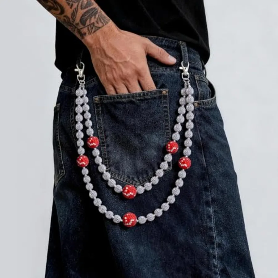 Wallet Chains for Men Layered Pants Chain Jean Pocket Bead Chain Rhinestone Keychain Purse Accessories for Women view 6