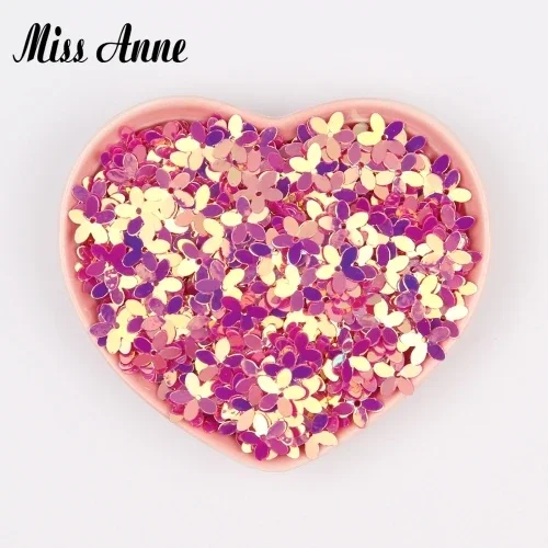Matte White Transparent Crystal Flower Sequins, 10mm