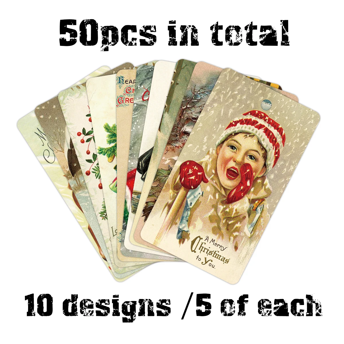 50 Stück Vintage-Geschenkanhänger „Frohe Weihnachten“ mit hängenden Seilen, vorgestanztes Feiertagsverpackungs-Hängekarten für Party-Geschenkdekoration – Detail 9