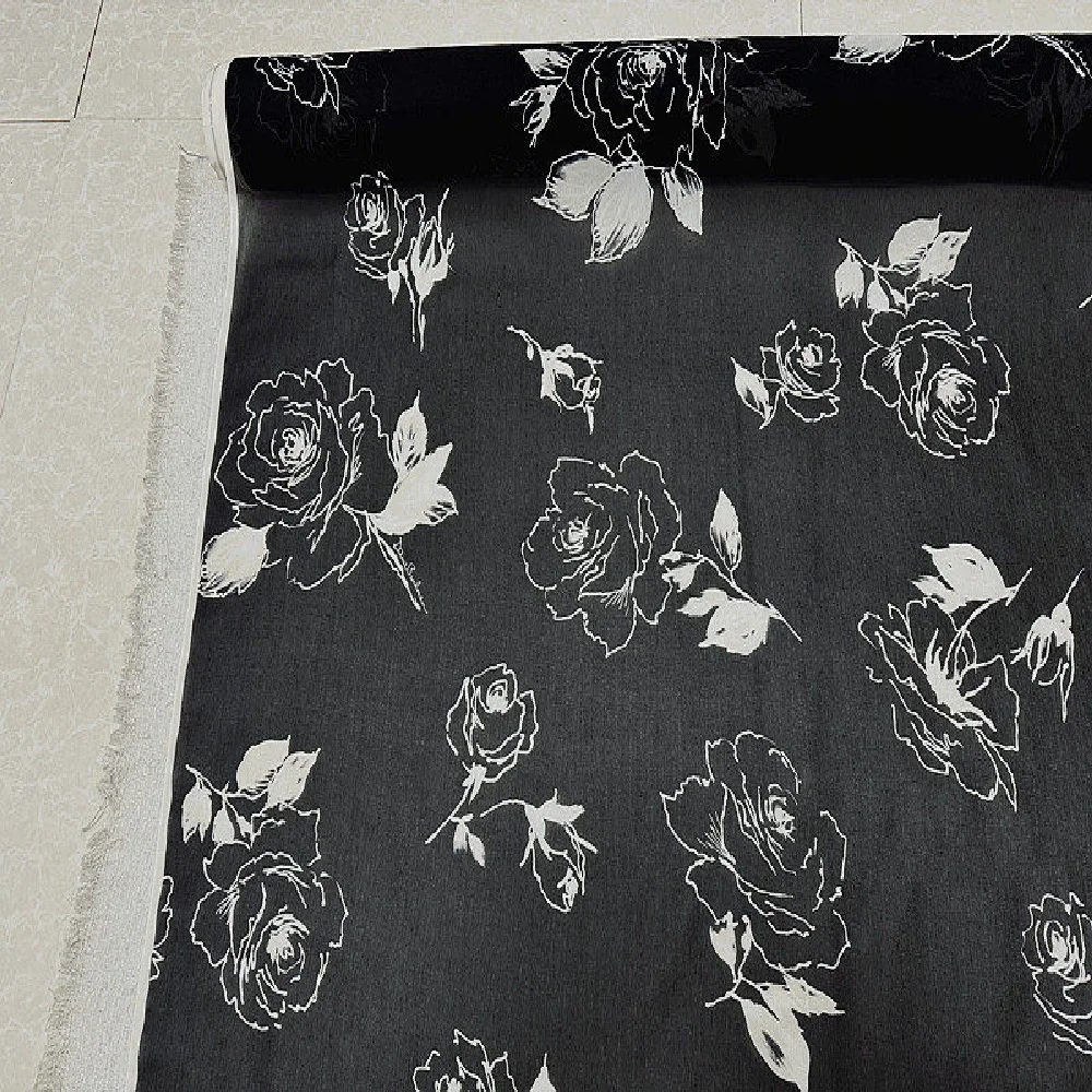 Nice Quality 100% Silk Crepe Chiffon Fabric Crinkle Georgette Fabric Digital Printed Pink Flowers for Cloth Dress Pants