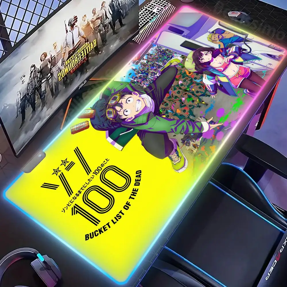 B_bucketS List of the D_deads New products MousePad RGB Desk Non-Slip Rubber Purple art Edge locking Valorant Anime Luminescence