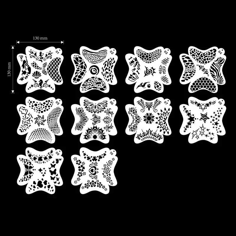 ภาพวาดใบหน้าแม่แบบลายฉลุล้างทําความสะอาดได้เด็ก Body Face Tattoo สเปรย์จิตรกรรม DIY Make-up แม่แบบสําหรับเด็กวาด Make-up