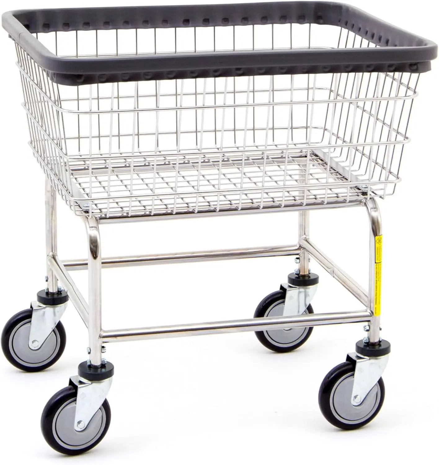 100E Heavy Duty Wire Laundry Cart 2.5 Bushel Steel Frame with Chrome Finish Commercial Laundry Basket Industrial Bumper