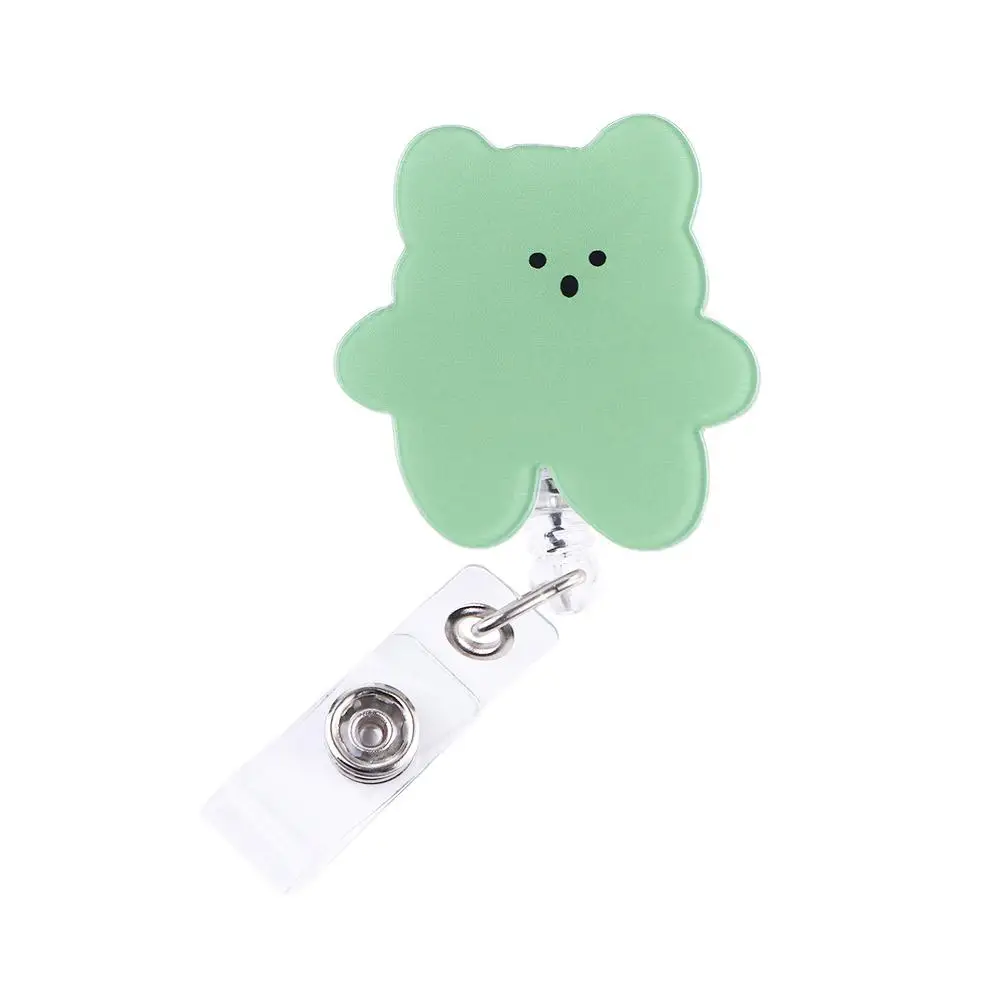 Office Supplies Candy Color Student Reel Clip Acrylic Name Card Holder ID Card Clips Retractable Badge Reel Badge Holder