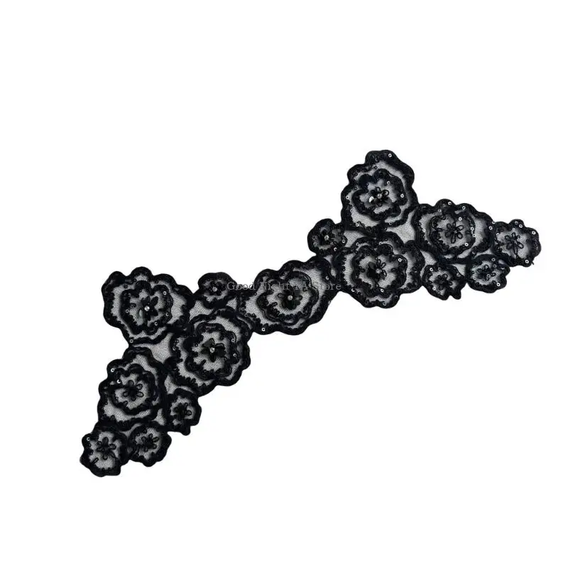 Glinsterende lovertjes mesh naaien op stof applique borduurwerk bloempatches voor ambachtelijke project mode kledingstuk