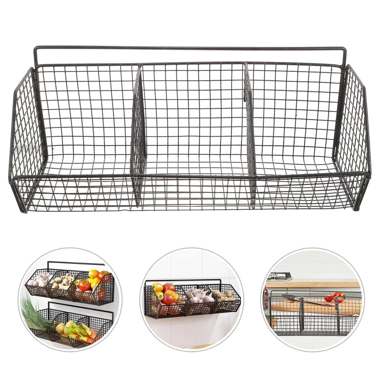 Metal Wall Shelf Kitchen ganizer for Onion Ginger Garlic Storage Black Space Saving Rack Shelves Vegetable