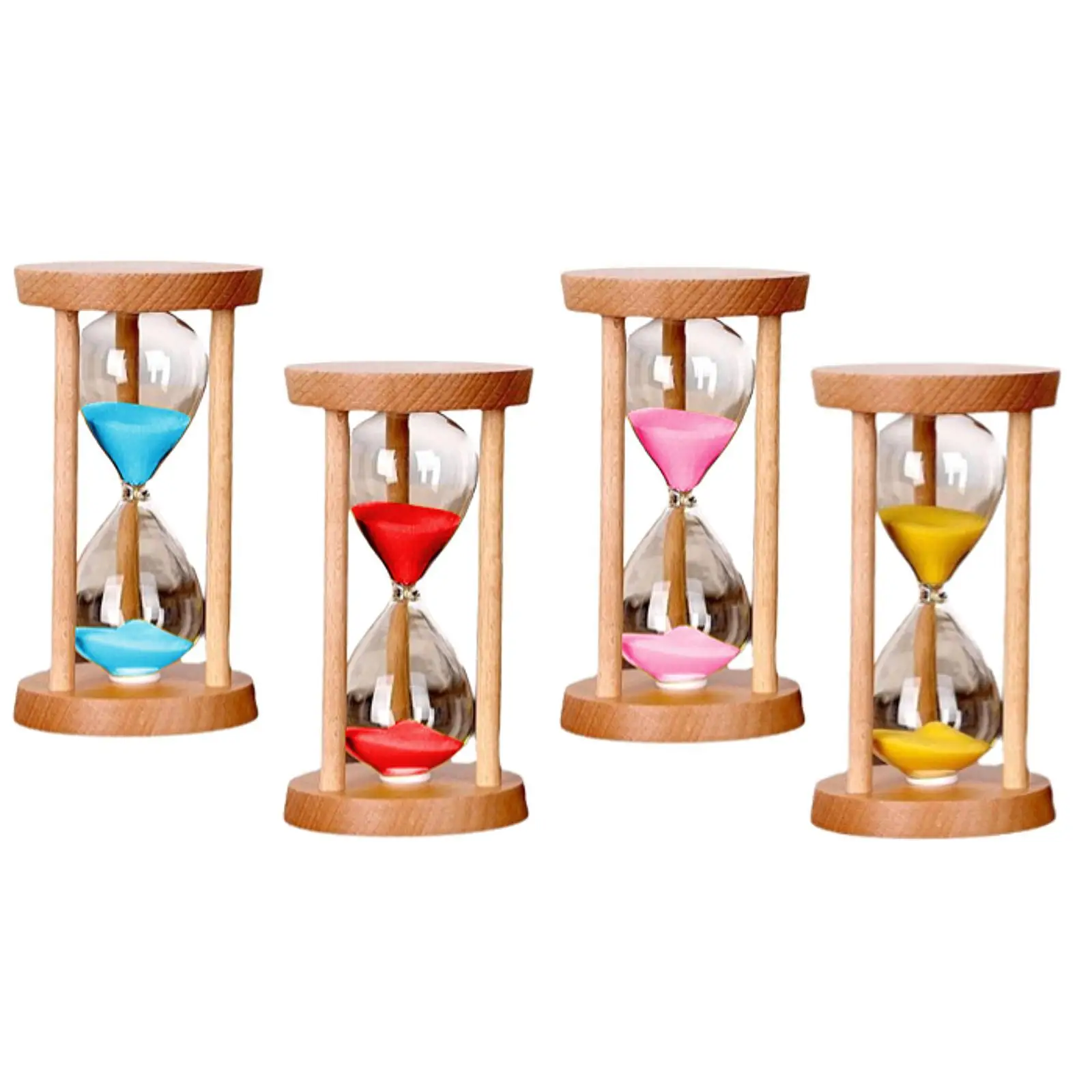 Wooden Glass Sand Timer Hourglass Desk Clock Ornament for Office Kitchen Cooking Time Management