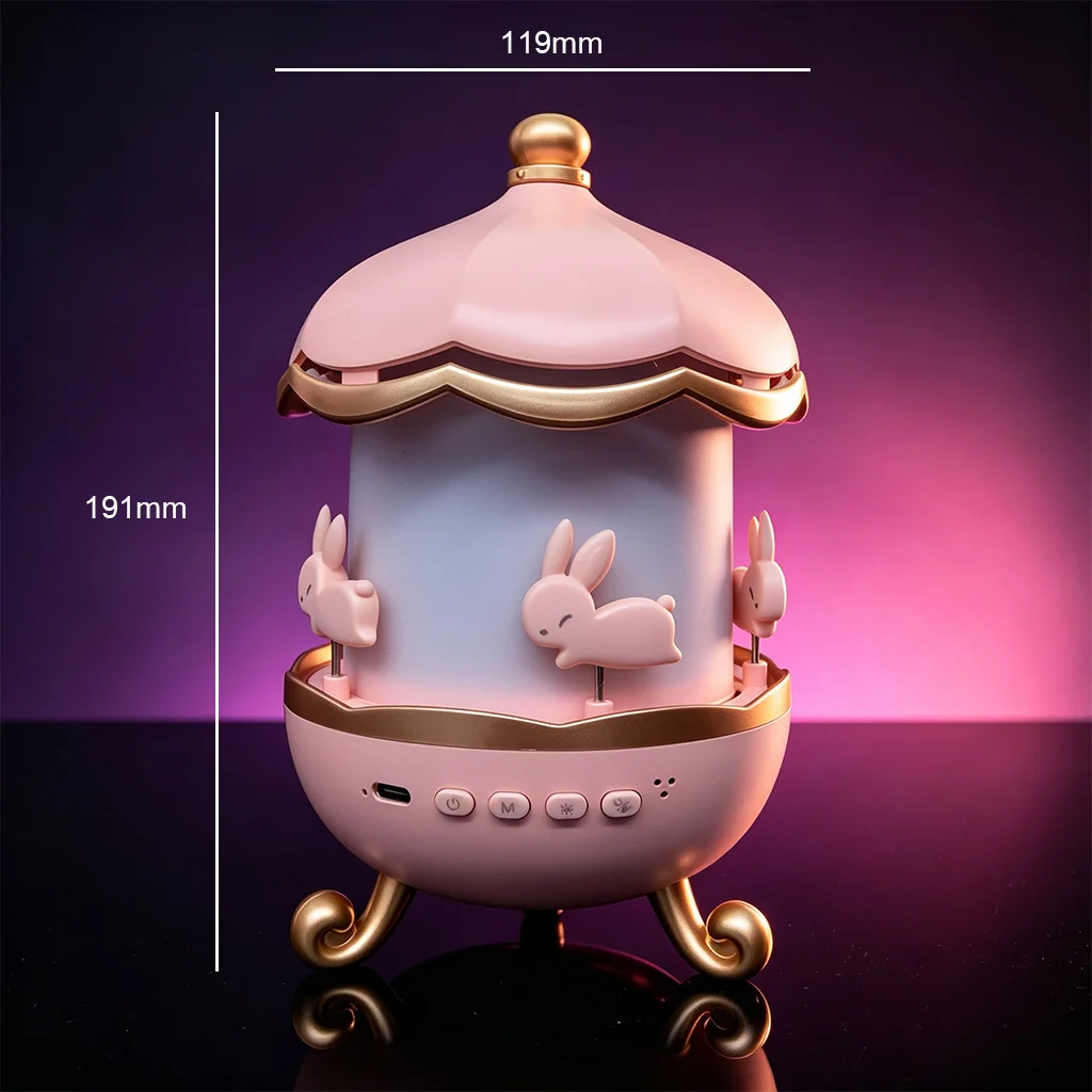 Night Light 12 Projection Themes Music Box Shape 1200mAh Battery Bedroom Nursery Relaxation Premium Optical Components Sleep Aid
