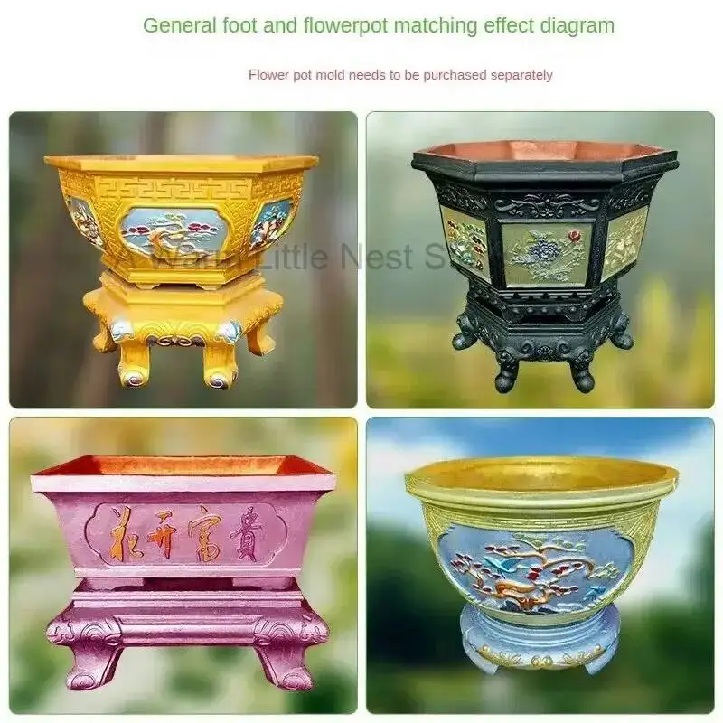 Mold Cement Thickened Plastic Bonsai Base European Flowerpot Tray Mold Hexagonal Basin Foot Round Chassis Homemade Concrete Mold