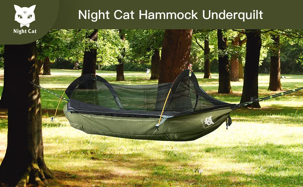 Night Cat Hammock Underquilts Sleeping Bag Single Insulated Under Blanket 4 Seasons Lightweight Soft Warm 5-20℃ 8x3.6ft