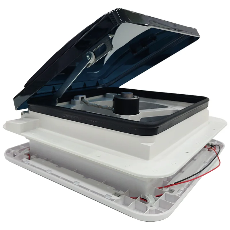 Caravan Vent Fan with Integrated LED Light  12V  ABS for Camper Van Bathrooms