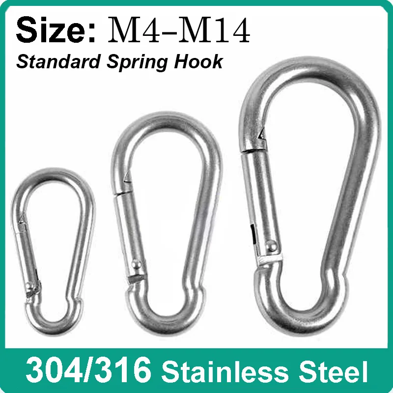 

1/2/5Pcs 304/316 Stainless Steel Carabiner Spring Snap Hook Outdoor Camping Lock Pet Rope Snap M4 M5 M6 M7 M8 M9 M10 M11 M12 M14
