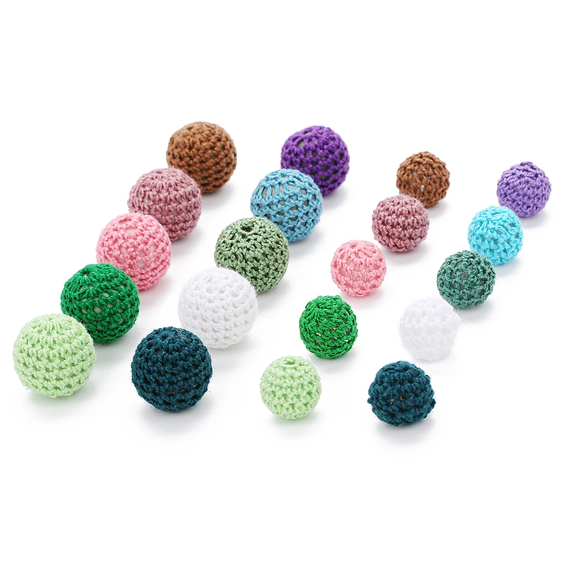 10pcs 14/20mm Wool Crochet Beads Elegant Crochet Round Beads for DIY Baby Pacifier Clip Chain Accessories Jewellery Making