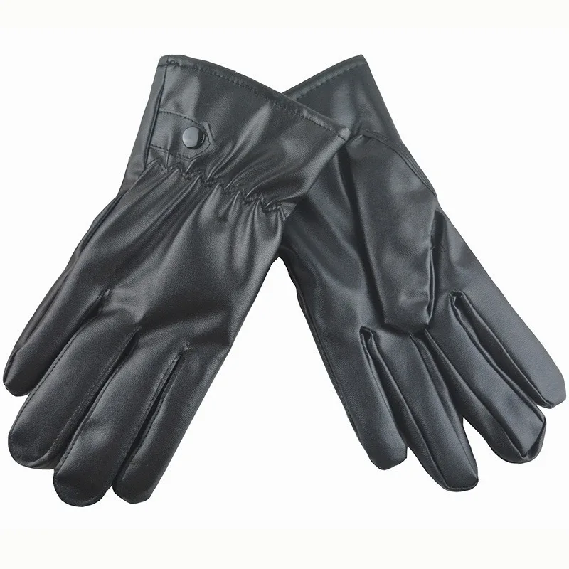 Winter Mode Schwarz PU Leder Handschuhe Männlichen Dünnen Stil Fahren Leder Männer Handschuhe Nicht-Slip Volle Finger Palm Touchscreen