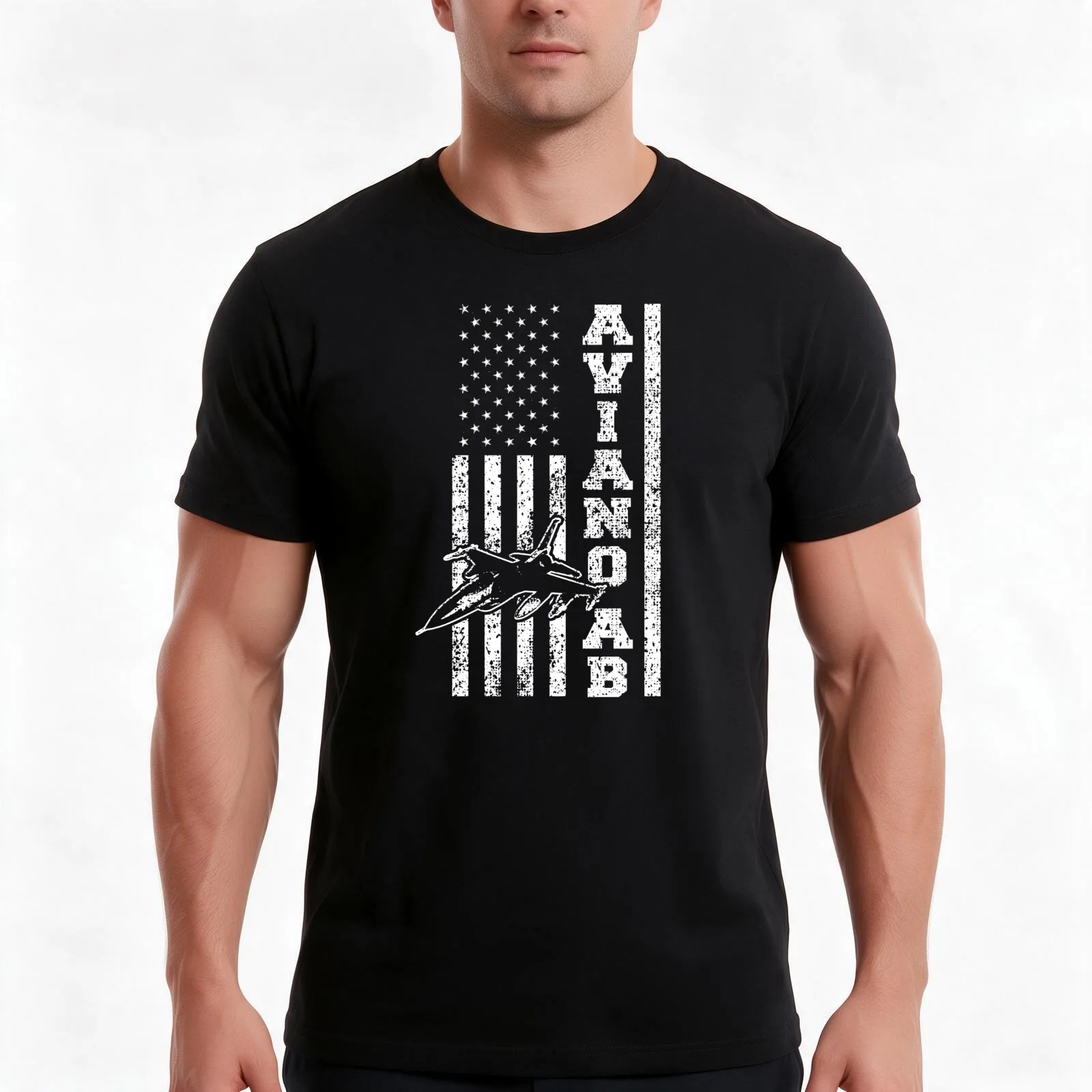 Aviano Air Base USAF Italy Distressed US Flag F-16 USA T-Shirt, Summer Casual Cotton Tee, Oversized Streetwear Tops, 100% Cotton