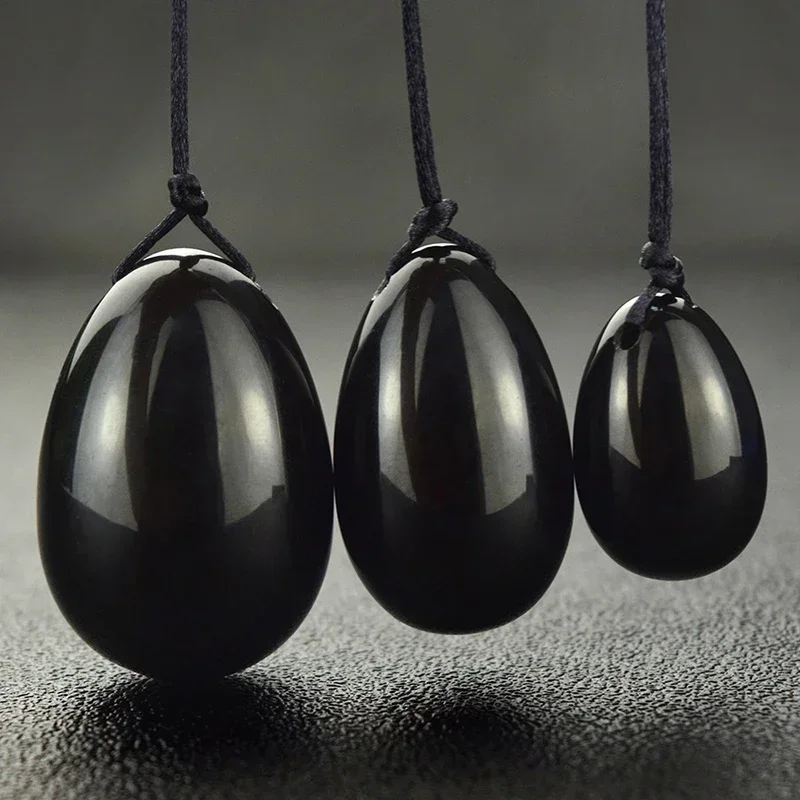 Black Obsidian Yoni Egg Natural Jade Massage Crystal Stone for Kegel Exercise Vaginal Muscle Massage Ben Wa Balls