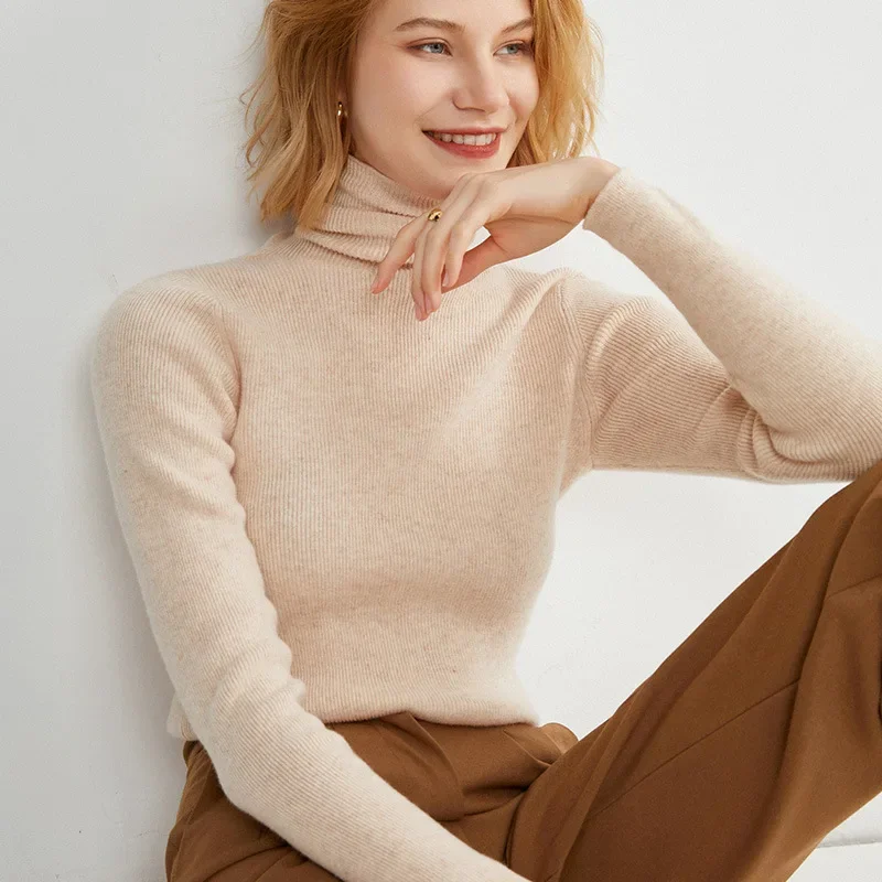 

Fashion Inner Wear Solid Tops Women's Turtleneck Knitted Slim Fit Base Layer Sweater Autumn Winter 2025 Warm Pullovers