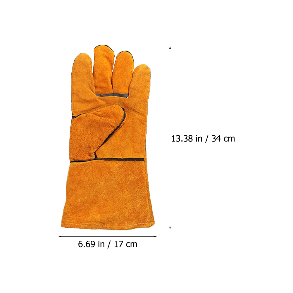 Термостойкие перчатки, защита от ожогов, прочный воловья кожа, полиэстер, защита рук, рук, уличная кухня, барбекю, кемпинг, пикник
