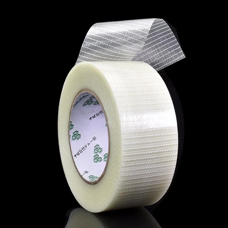 25/50M Grid Fiber Tape Toy Airplane Model Super Strong Mesh Single-Sided Tape Wear-Resistant  Glass Fiber Strong Reinforced tape