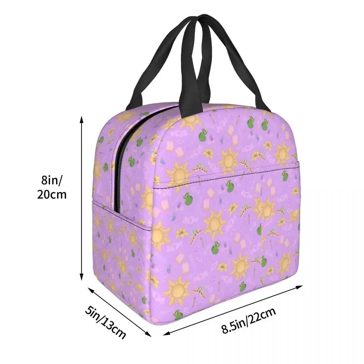 Rapunzel Pattern Insulated Lunch Bags Portable Picnic Bags Thermal Cooler Lunch Box Lunch Tote for Woman Work Kids School