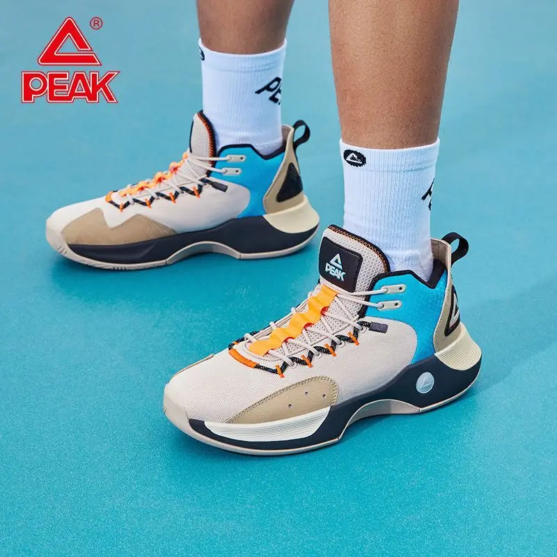 PEAK sepatu basket pria, koleksi Nomad sepatu olahraga tahan lama, teknologi elastis potongan rendah, sepatu tempur berbantalan 2024