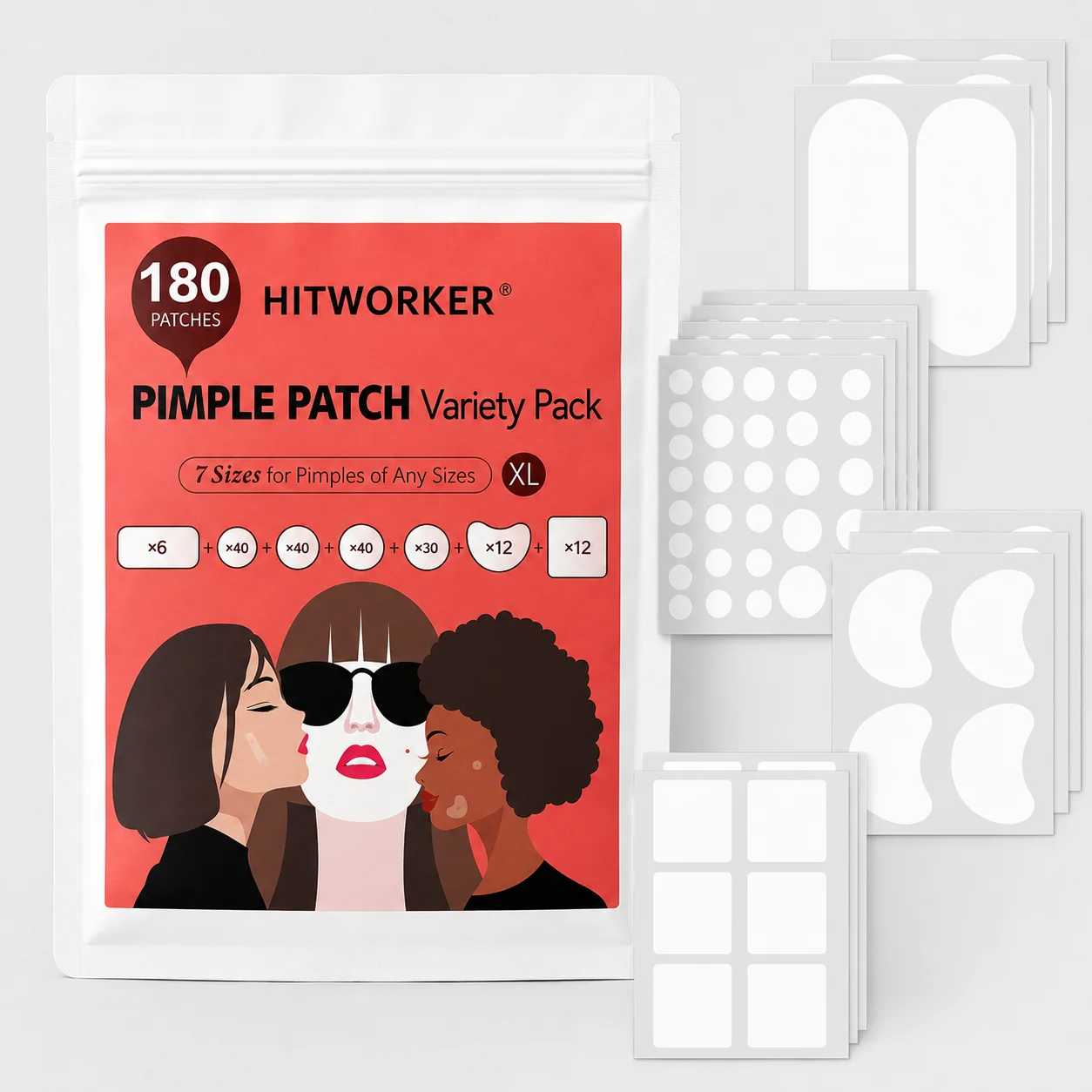 180PCS Clear-Look Pimple Patches, Day & Night Transparent Patches for Everyday Beauty Care
