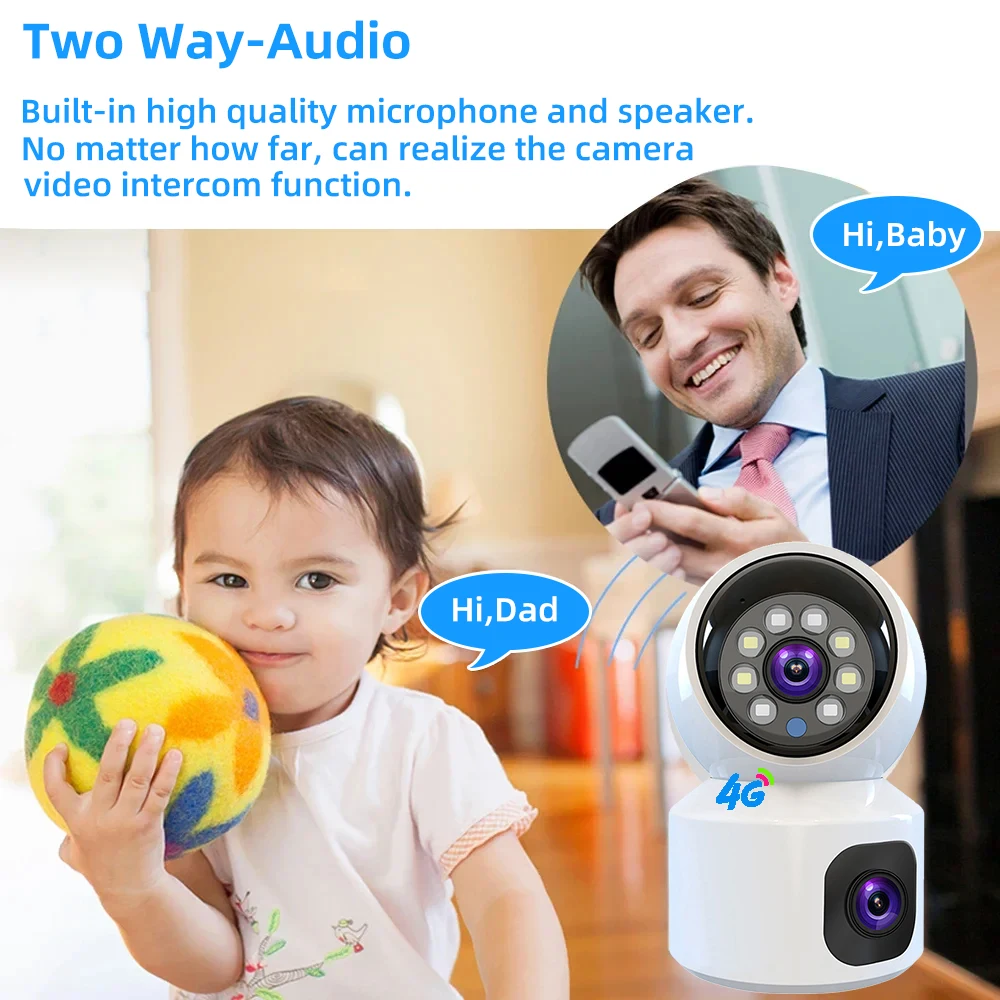 4K Dual Lens Home Security Camera 4G Night Vision Human Detection Auto Tracking 2-Way Talk Motion CCTV V380 PRO
