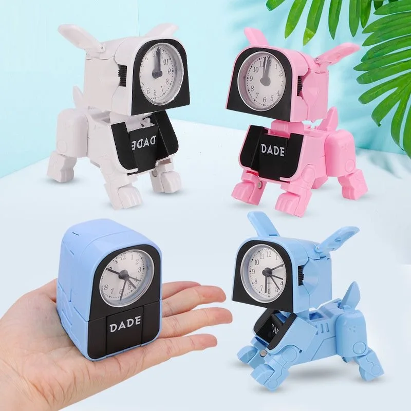 Kids Alarm Clock Cute Puppy Multi-function Alarm Clock Robot Transformation Small Toy Creative Cognition Time Boy Cool Gifts