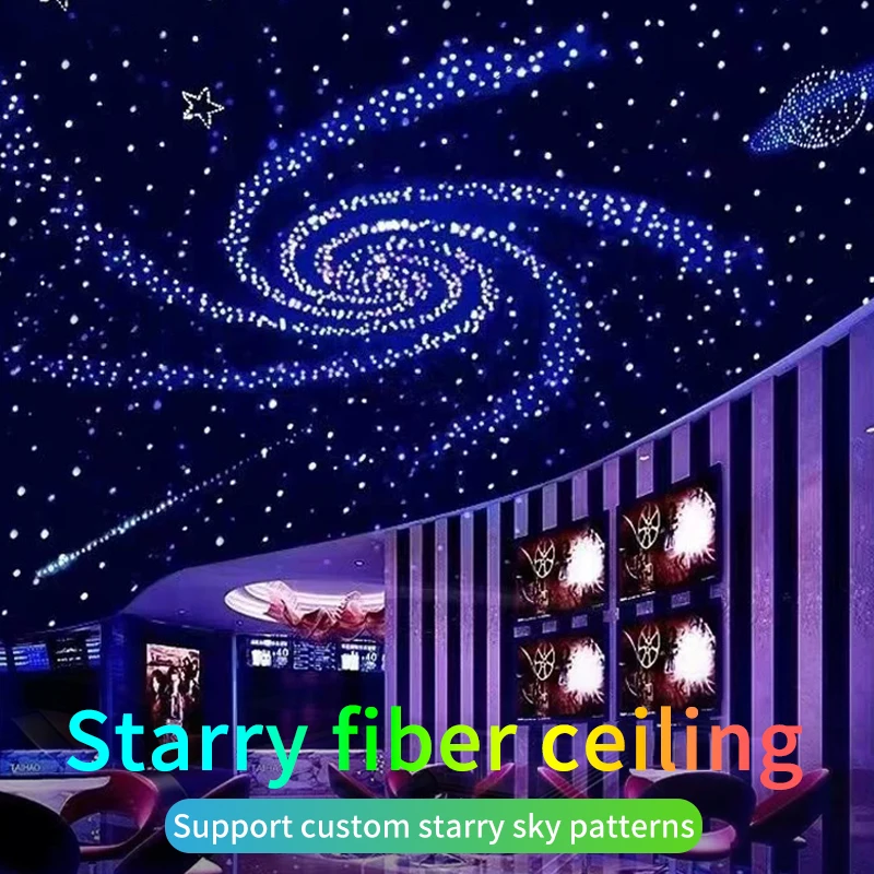 Innenraum-Sternenhimmel-Deckenplatte mit Weißlicht-Flackerung, Drehrad, Sternenhimmel, Sternschnuppen, RGBW, Wohnzimmer, Balkon, App-Fernbedienung, Decken-Glasfaserbeleuchtung