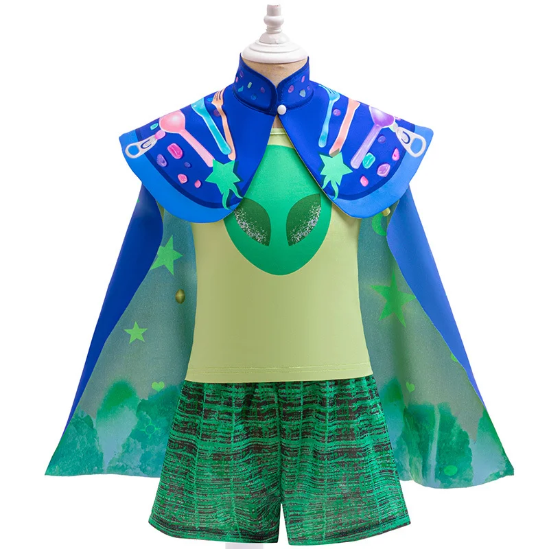 

Alien Adventure Cosplay Children's Costume Boy Green Suit+Cloak Accessories Sets Party Halloween Outfit Dress Cosmic Adventure O