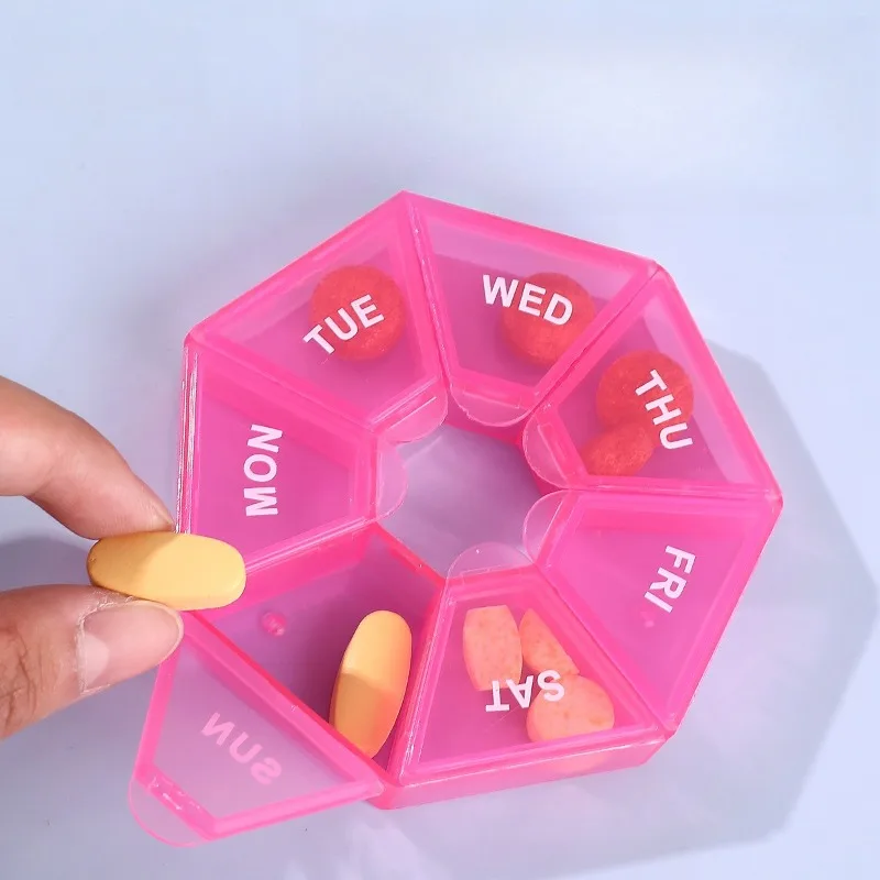 7-Fächer-Wochenpillendose, tragbarer Tabletten-Organizer für Reisen, Kunststoff-Medikamentenbehälter für 7 Tage, für Vitamine, Fischöl, Bonbons – Detail 8