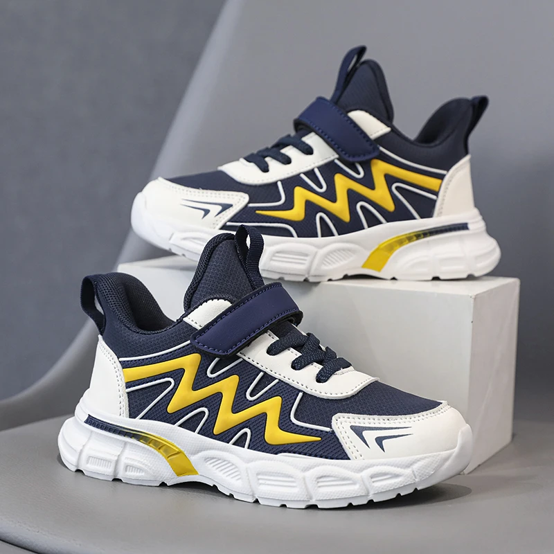 

Childrens Sports Shoes 2025 New Pu Leather Fashion Soft Comfort Boys Spring Sports Outdoor Breathe Elastic Casual Running Shoes