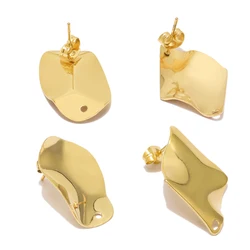 10pcs 18k Gold Stainless Steel Oval Rhombic Stud Posts for DIY Drop Earrings Charms Bulk Supplies Jewelry Making Accessories