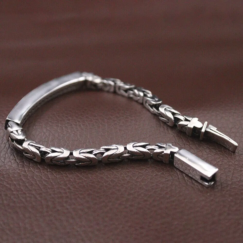 

Real 925 Sterling Silver 5mm Long Tube ID Byzantine Link Bracelet 7.09inch