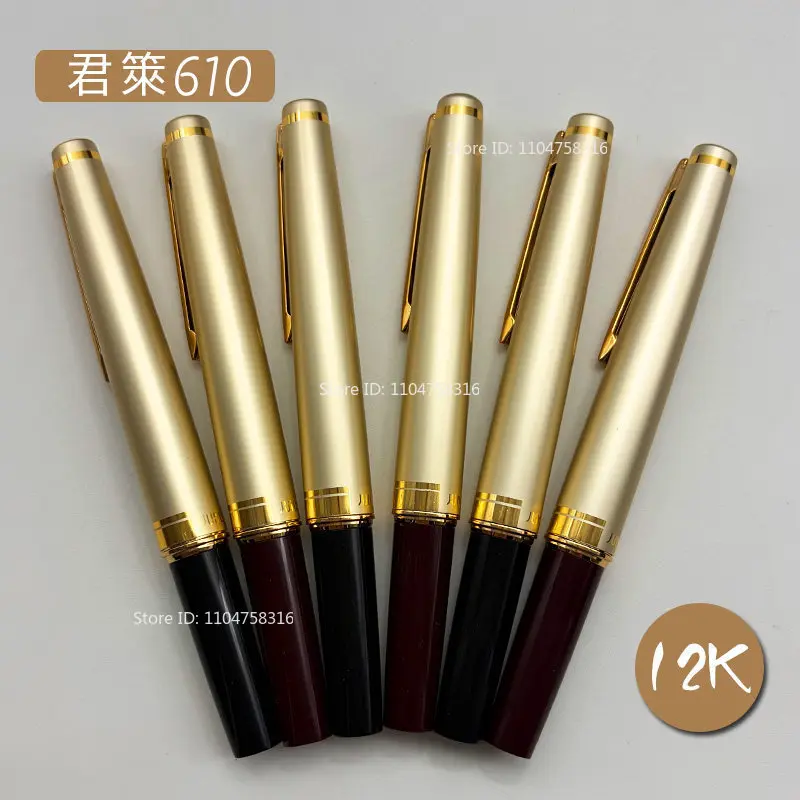 Wingsung Junlai Mini Pocket Fountain Pen 12K Gold EF/F/M Nib Red/Gold Travel Writing Ink Pen with Ink Converter Gift Box Packet