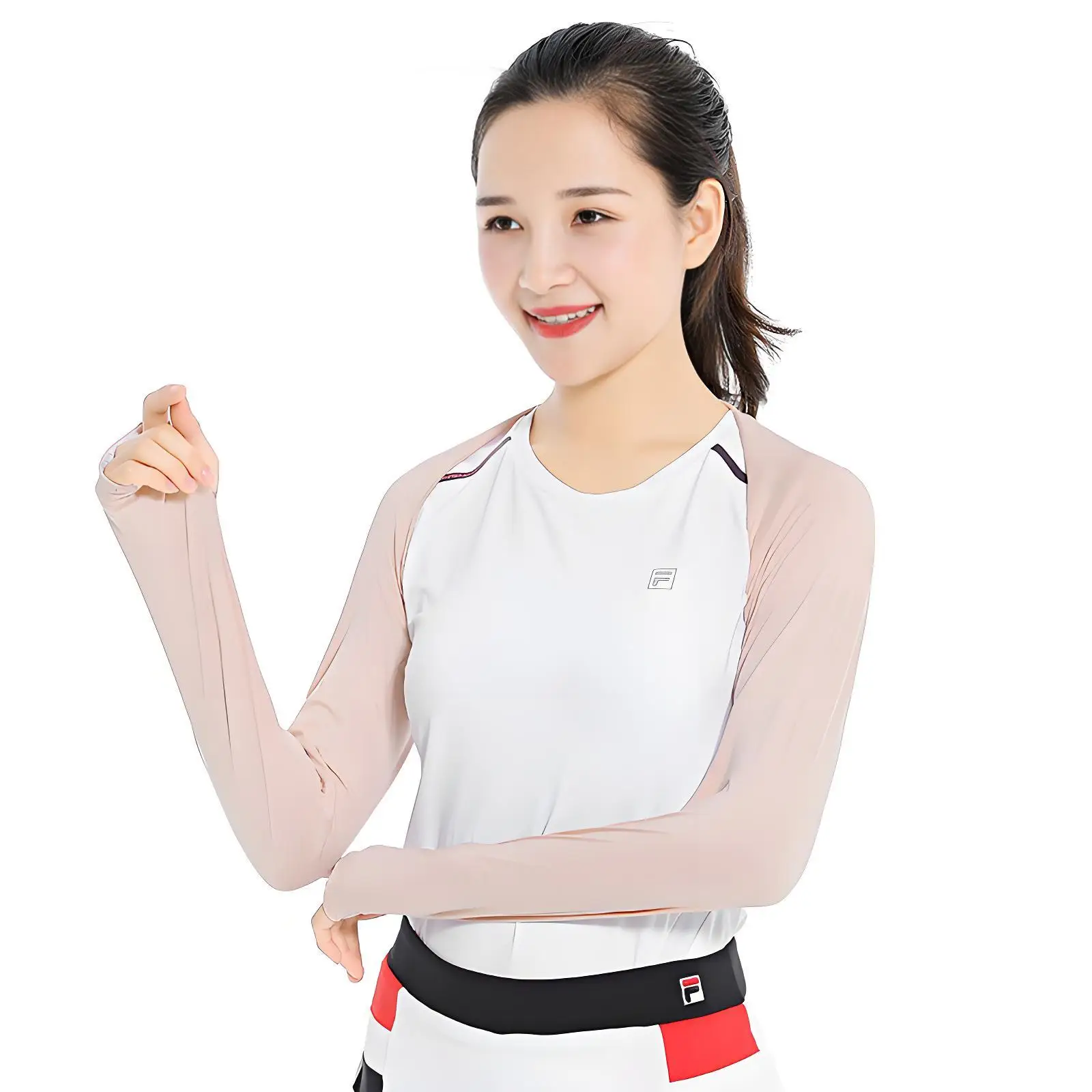 2pcs set Ultra-thin Shawl Arm Sleeves Golfing Ice Silk Long Gloves Breathable Sun Protection Anti UV Hand Cover Outdoor Sports