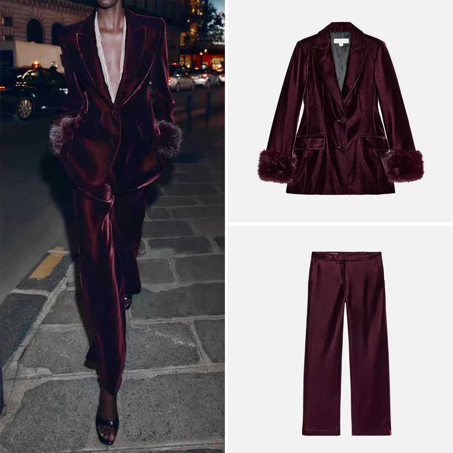 ファイオナブル ウィンター 2025 レディーススーツ ジャエット パーソナル ワイドレッグパンツ ハイウエスト ロングスリーブ 無地 ヨーロピアンスタイル 大人...