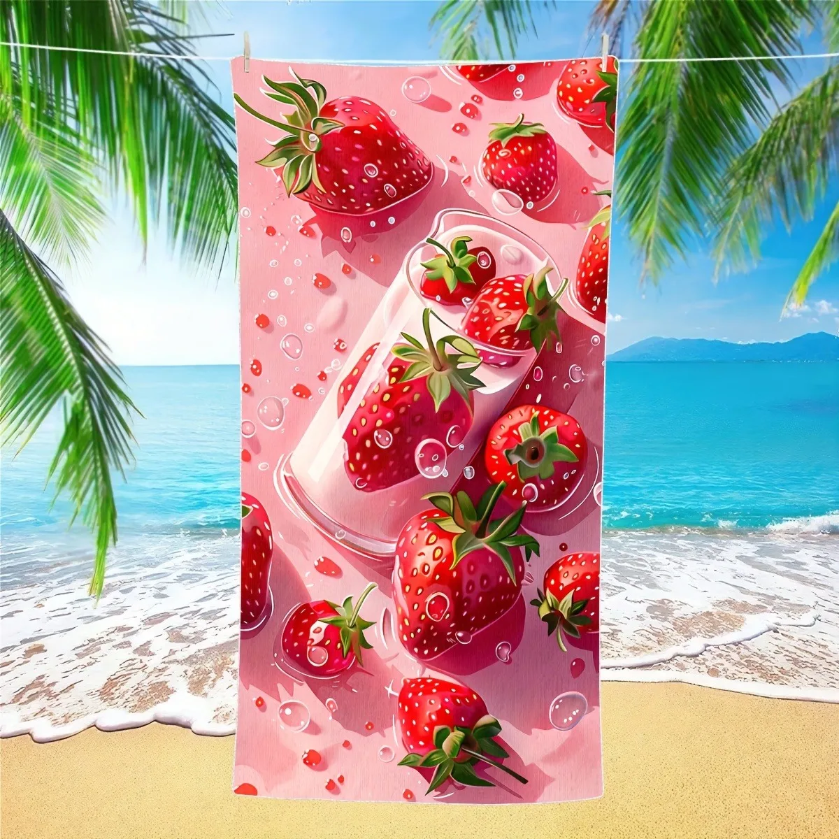 Paradis rempli de fraises : Serviette de plage pour l'été Bliss Convient aux serviettes, des serviettes de bain, des serviettes de plage