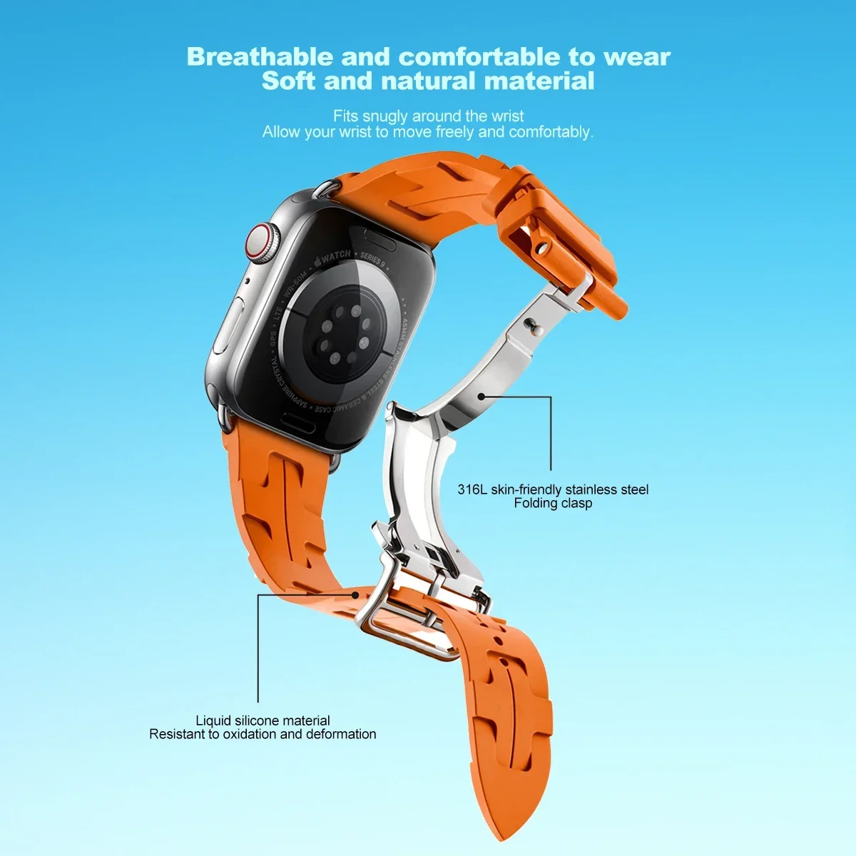 سوار سيليكون لساعة أبل باند 42/44/45/49 سوار معصم رياضي لساعة Iwatch 9/8/7/6/5/4/3/SE Ultra 2