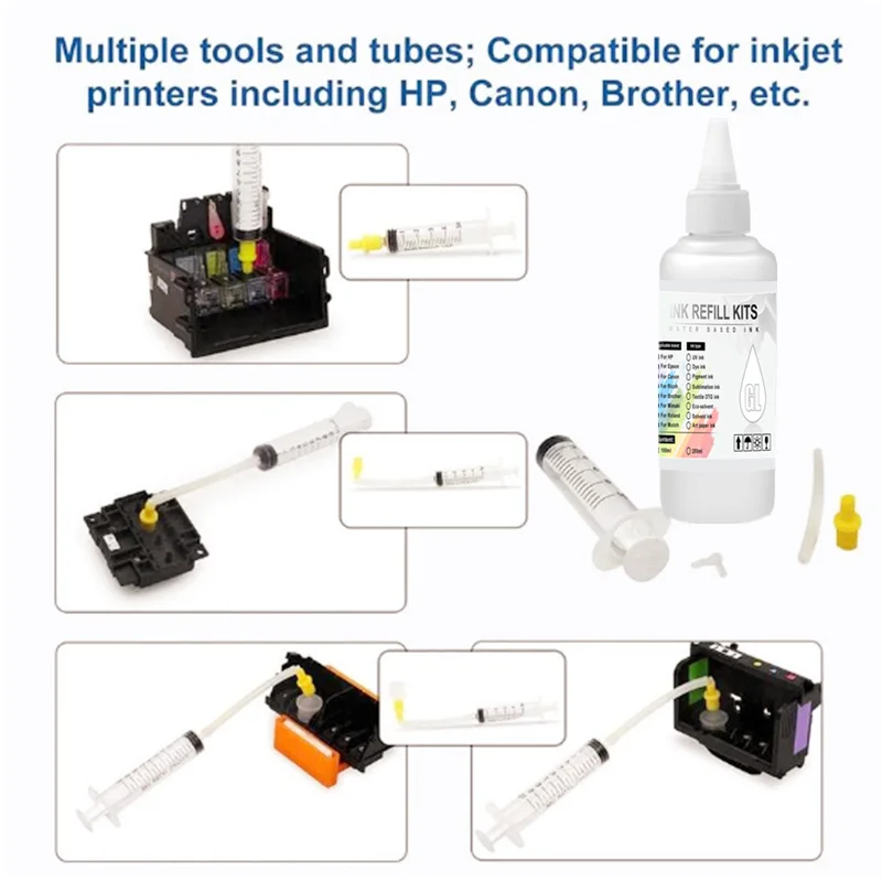 100ML Ink Cleaning Solution Inkjet Printer Head Cleaning Kit Suit Dye Pigment Sublimation Ink For Epson/HP/Canon/Brother Printer
