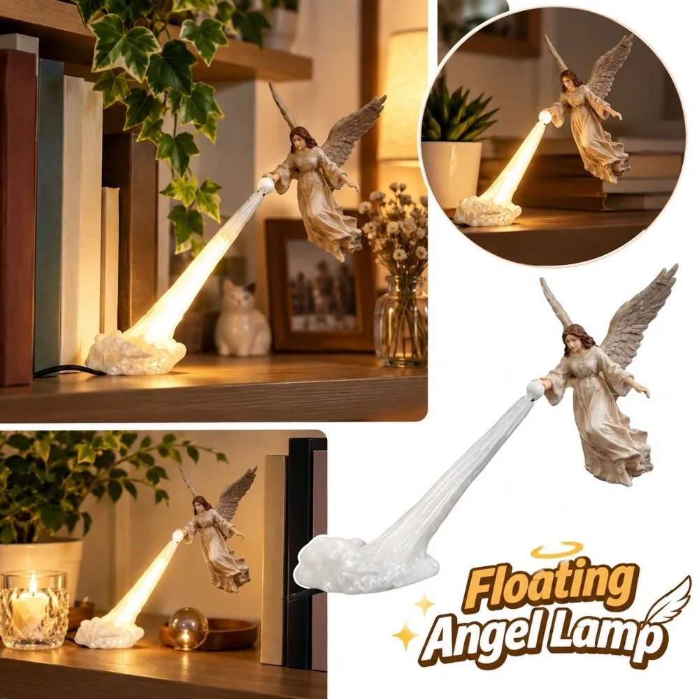 3D Printed Floating Angel Lamp Creative Whimsical Angel Bookshelf Light Lightweight Elegant Bookshelf Ornament Home Decoration