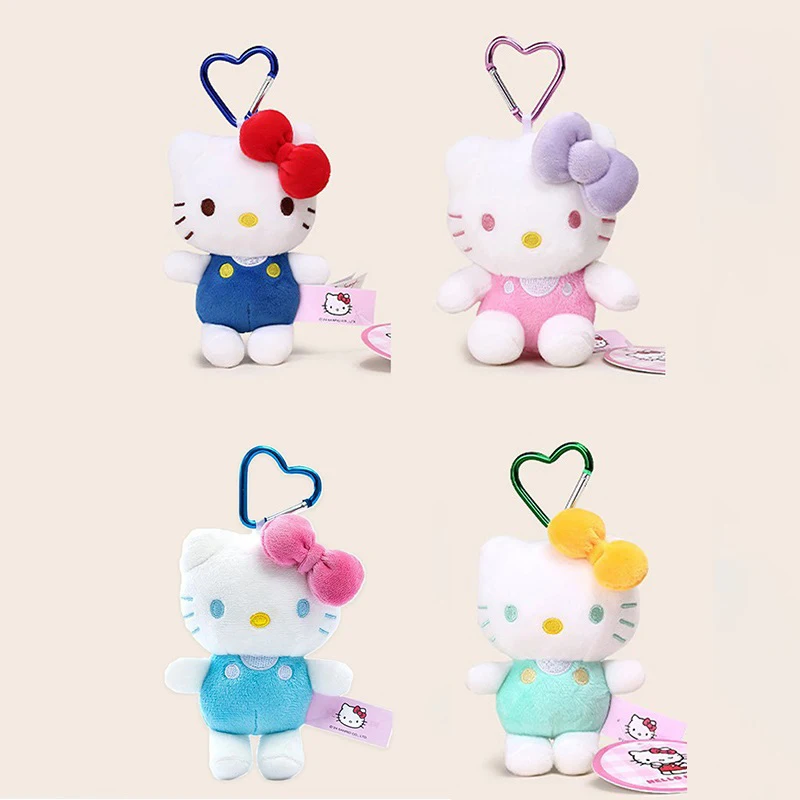 かわいいハローキティぬいぐるみキーホルダー、キュートな車のキーホルダー、スクールバッグペンダント、ぬいぐるみキーリング、プラッシュストラップドール、誕生日プレゼント